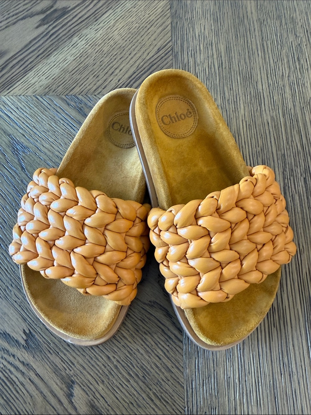 Women’s Chloe Braided Slide Sandals in golden